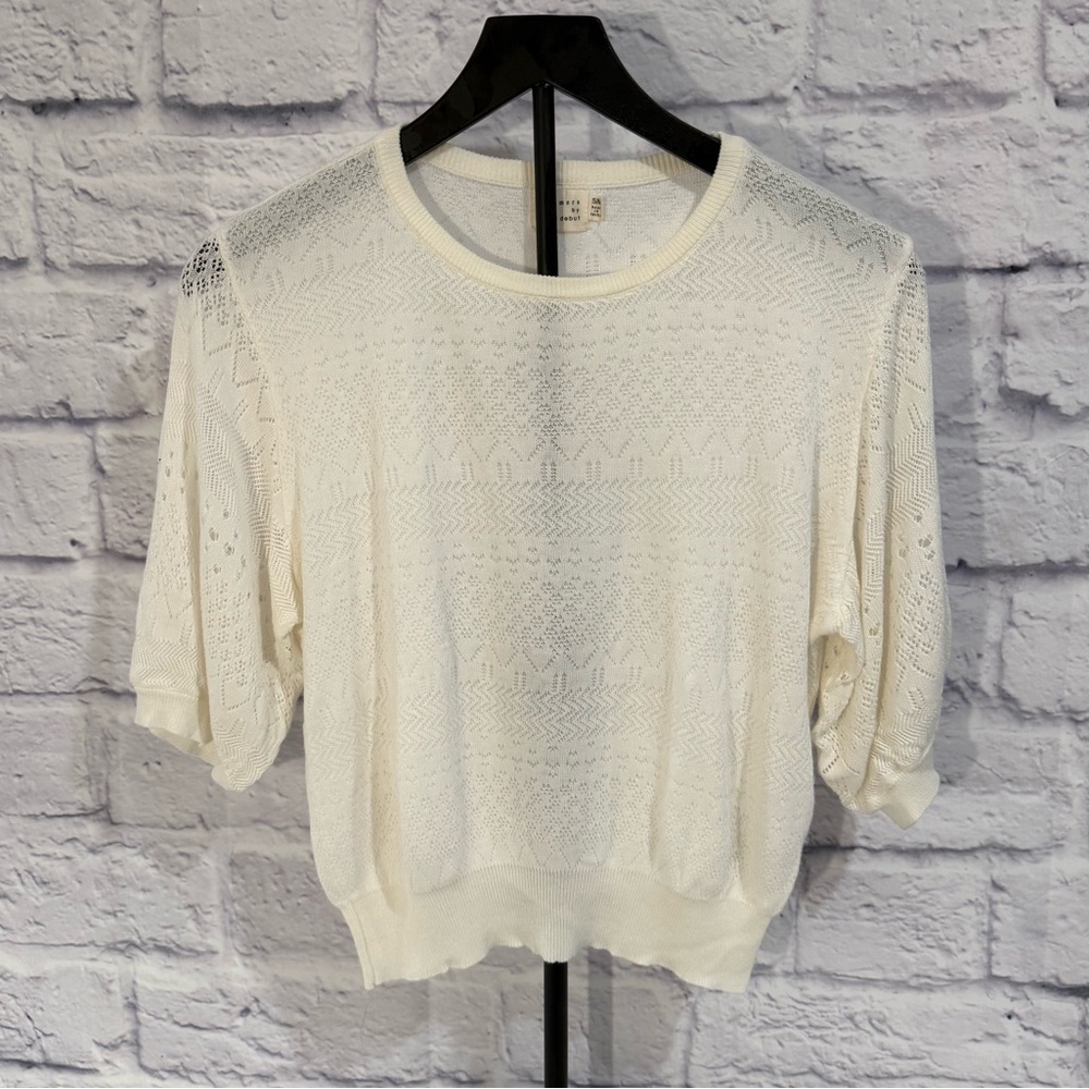Chic White Knit Women's Blouse S/M